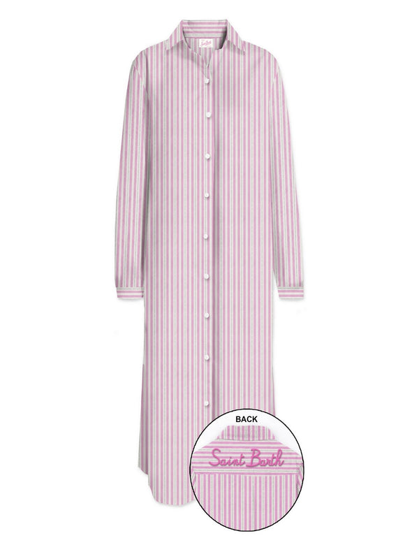 Copricostume e parei Donna Mc2 Saint Barth - Abito maxi in cotone con stampa a righe Adeline - Rosa