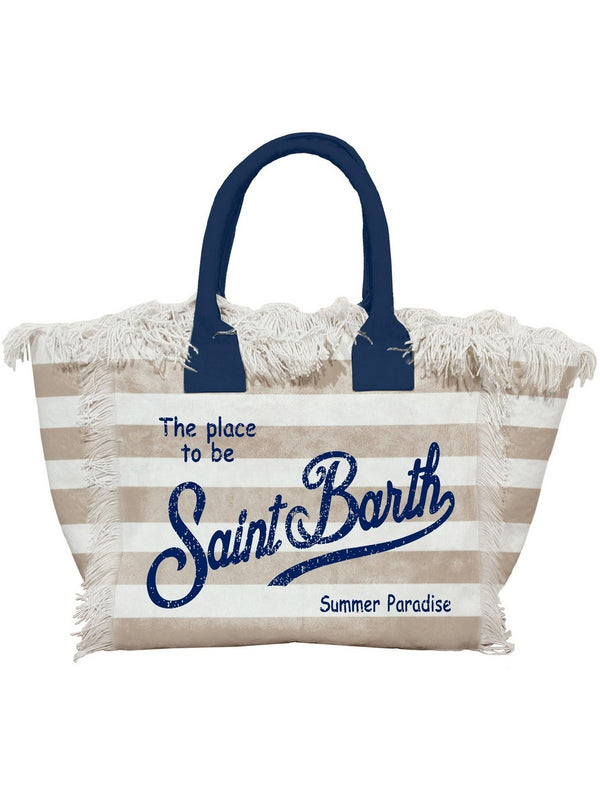 Borse a spalla Donna Mc2 Saint Barth - Borsa tote Vanity in tela di cotone a righe LIG 11 - Beige