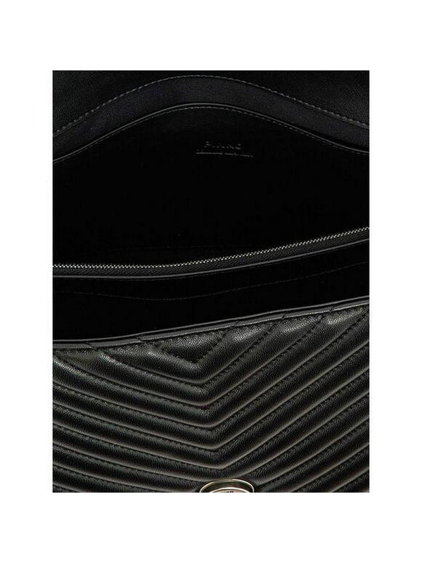 Borse a mano Donna Pinko - Borsa a mano grande Love Bag Puff in nappa chevron - Nero