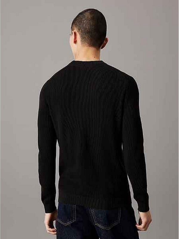 Maglioni Uomo Calvin Klein - Maglione con stemma in cotone a costine - Nero