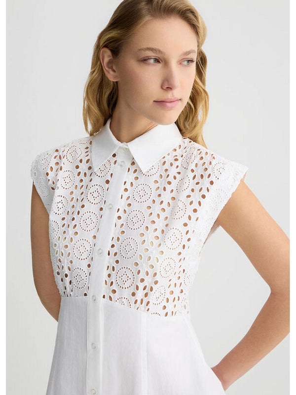 Vestiti casual Donna Liu Jo - Abito chemisier in sangallo - Bianco