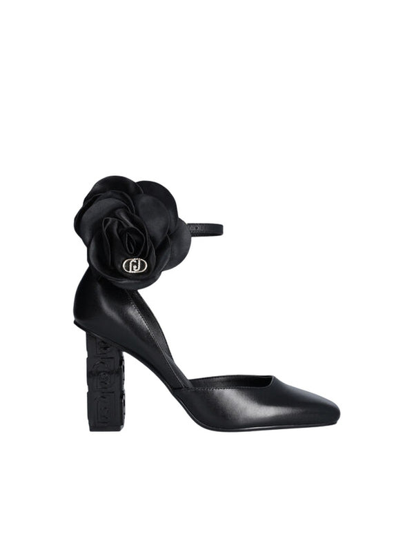 Scarpe con tacco Donna LIU JO SHOES - Décolleté nere in pelle con fiore - Nero