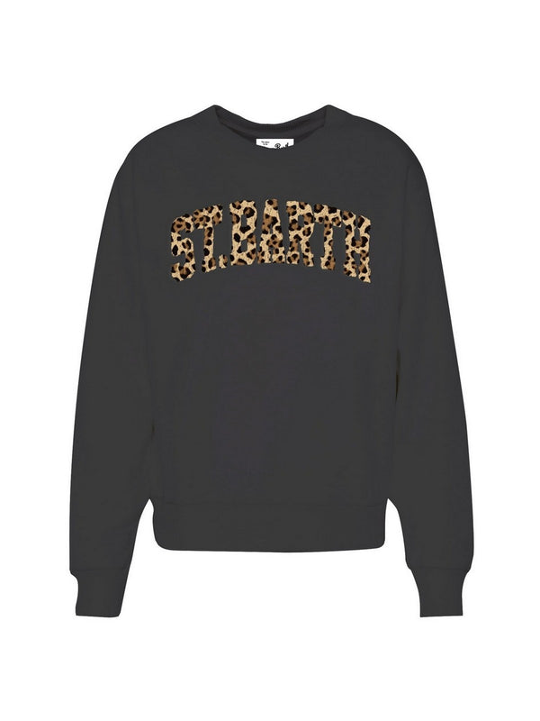 Felpe senza cappuccio Donna Mc2 Saint Barth - Felpa Stardust STB LEOPARD TERRY 00 EMB - Nero