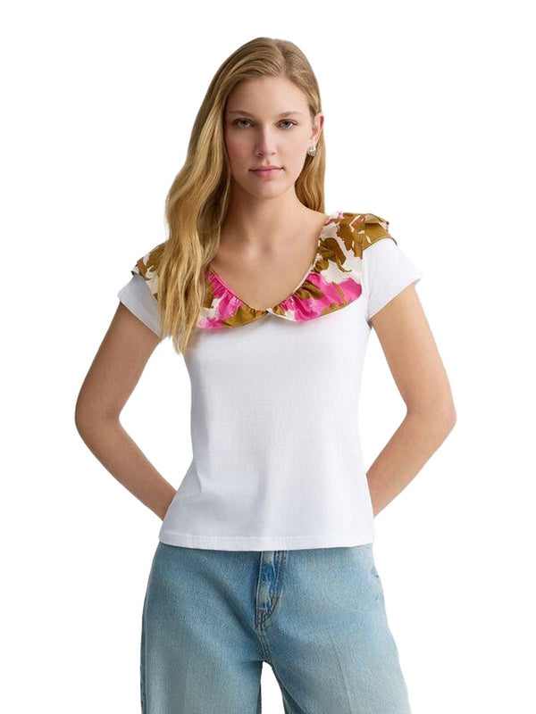 T-shirt Donna Liu Jo - T-shirt in cotone con rouches - Bianco