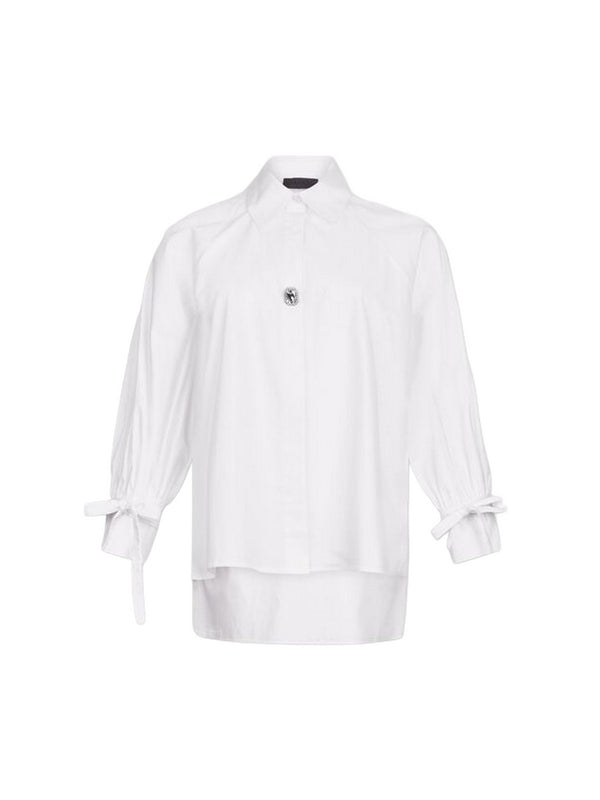 Camicie Donna Liu Jo - Camicia in cotone con laccetti - Bianco