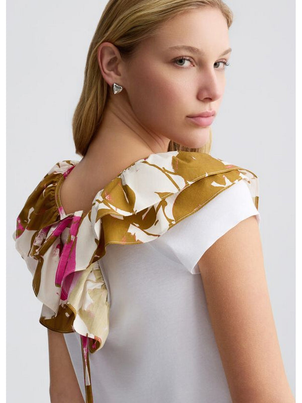 T-shirt Donna Liu Jo - T-shirt in cotone con rouches - Bianco