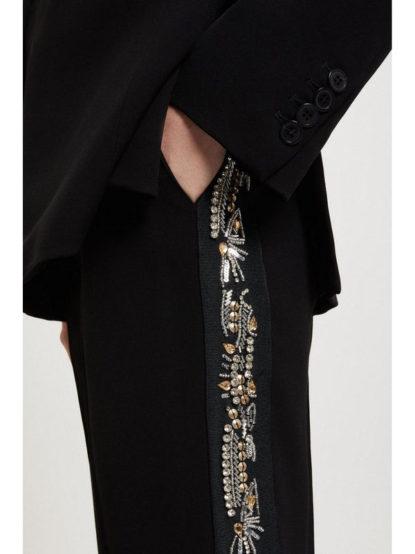 Pantaloni Donna ottod'Ame - Pantalone palazzo ricamato - Nero