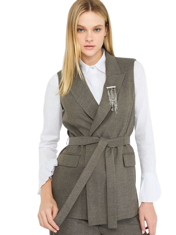 Gilet Donna Liu Jo - Gilet chevron con cintura - Verde