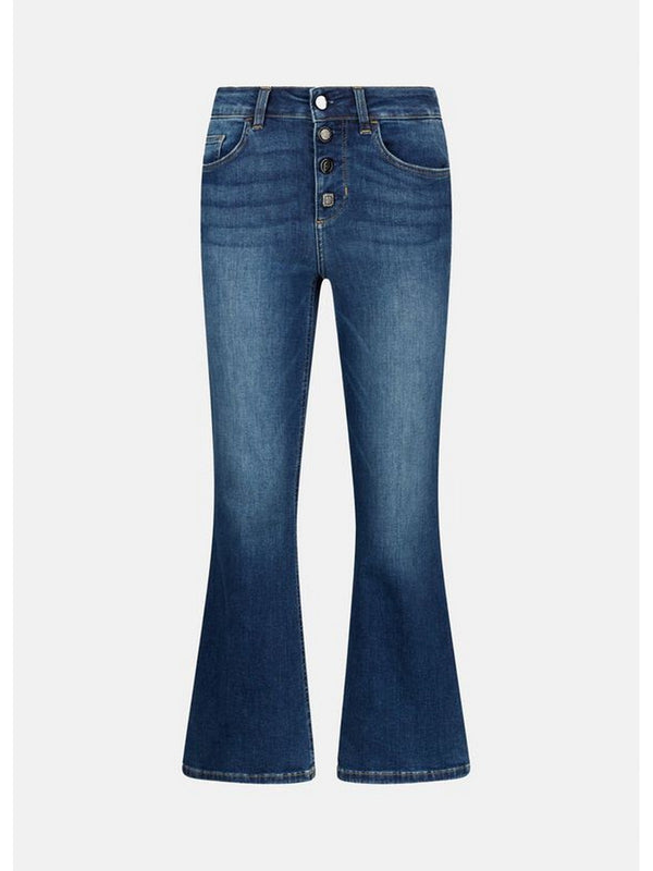 Jeans Donna Liu Jo - Jeans Flaire Con Bottoni Gioiello - Denim