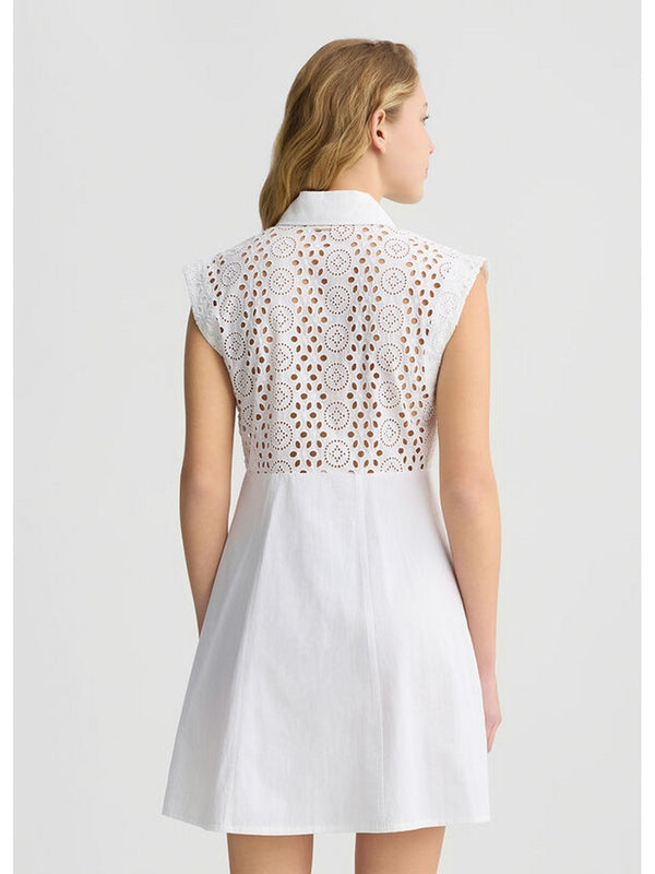 Vestiti casual Donna Liu Jo - Abito chemisier in sangallo - Bianco