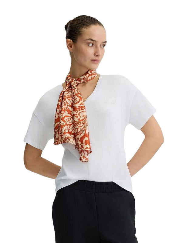 T-shirt Donna Liu Jo - T-shirt Donna con foulard fantasia - Bianco