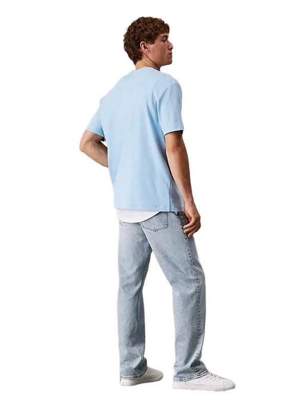 T-shirt Uomo Calvin Klein - T-shirt in cotone elasticizzato con stemma - Azzurro