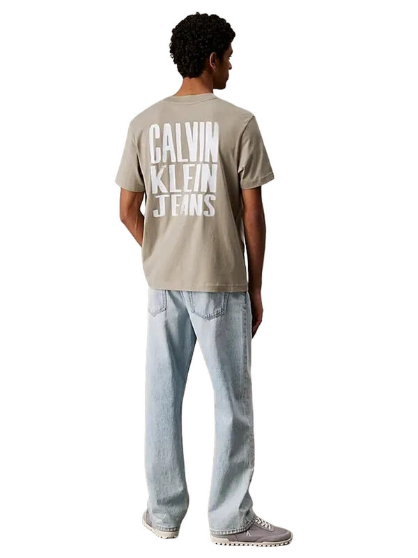 T-shirt Uomo Calvin Klein - T-shirt con logo sul retro - Beige