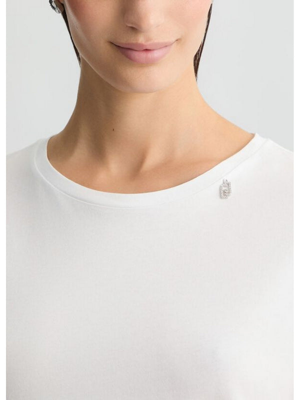 T-shirt Donna Liu Jo - T-shirt in cotone con strass - Bianco