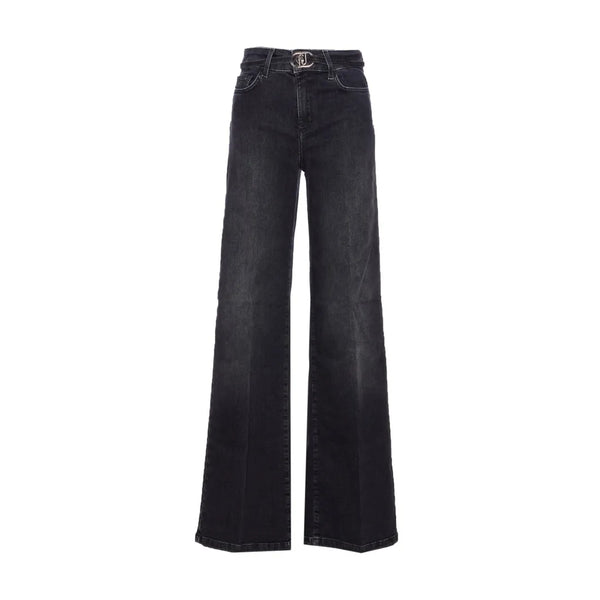 Jeans Donna Liu Jo - Jeans flare cropped con cintura - Nero