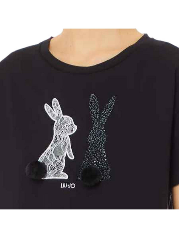 T-shirt Donna Liu Jo - T-Shirt M/C Animals - Nero