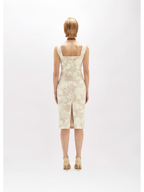 Vestiti da cocktail Donna Blugirl - Abito A Tubino In Jacquard Floreale - Beige