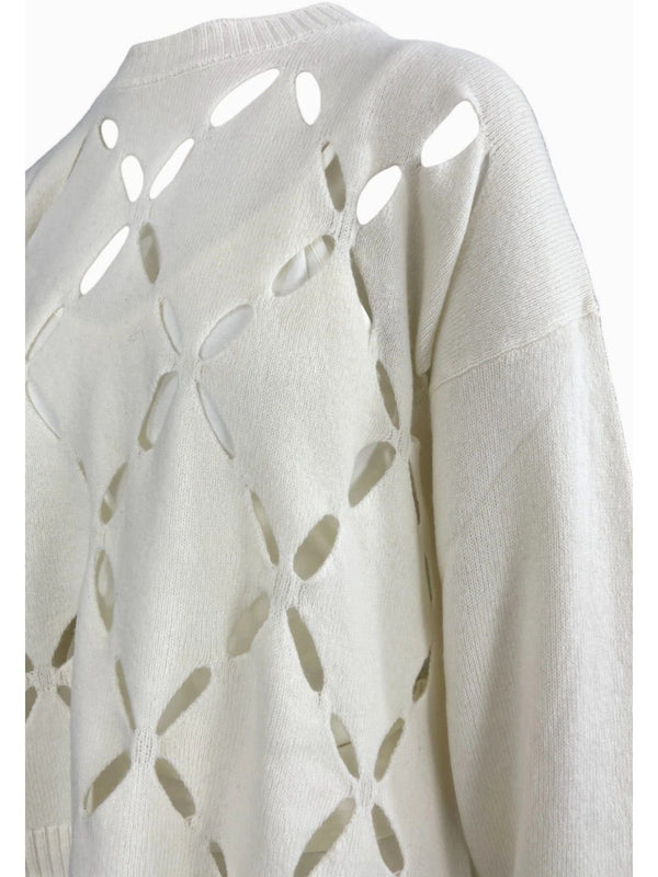 Maglie Donna Liu Jo - Maglia 100% lana con cut-out - Panna