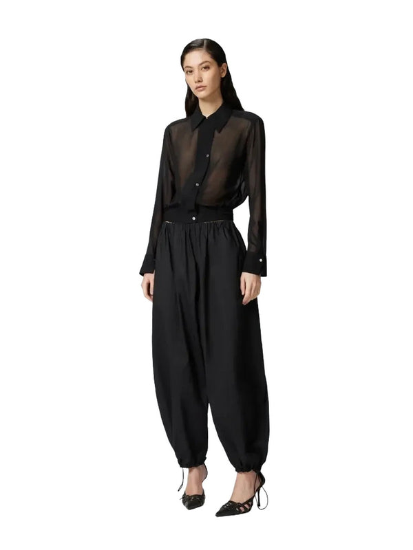 Pantaloni Donna Pinko - Pantaloni balloon leggeri con coulisse - Nero