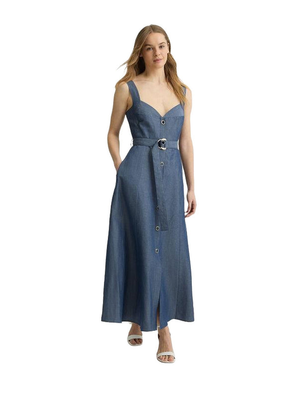 Vestiti casual Donna Liu Jo - Abito in lino con cintura - Blu