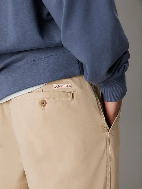 Bermuda Uomo Calvin Klein - Pantaloncini chino in morbido twill - Beige