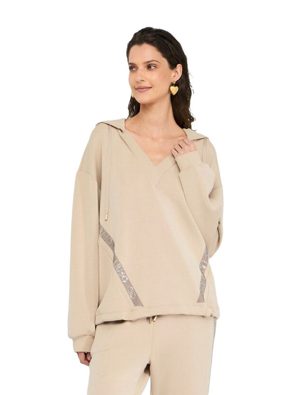 Felpe con cappuccio Donna Liu Jo - Felpa in scuba con cappuccio - Beige