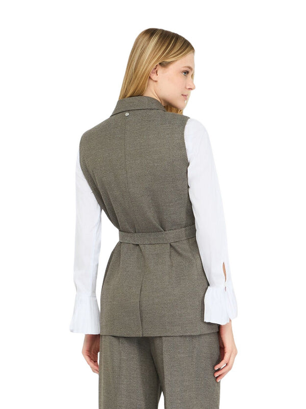 Gilet Donna Liu Jo - Gilet chevron con cintura - Verde