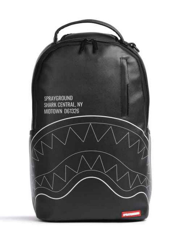 Zaino monospalla Uomo Sprayground - Zaino Shark Central Solid Black White Line Shark - Nero