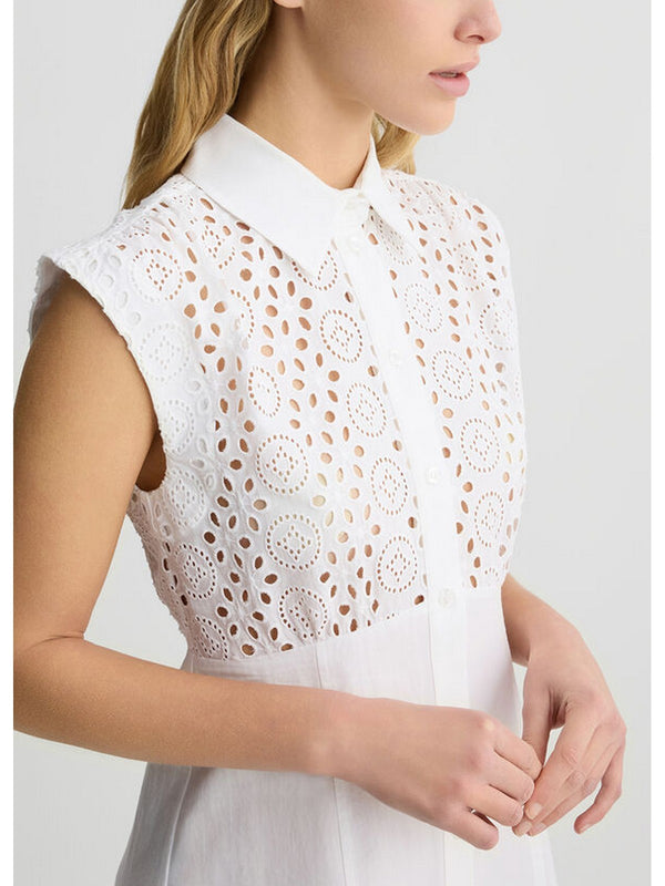 Vestiti casual Donna Liu Jo - Abito chemisier in sangallo - Bianco