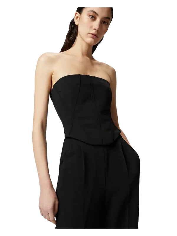 Tute senza manica Donna Pinko - Tuta elegante bustier con pantalone largo - Nero