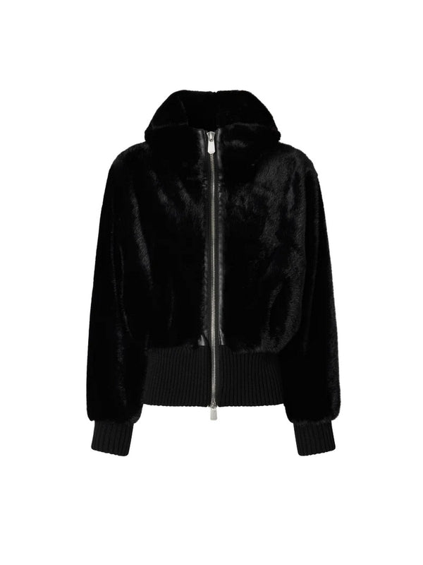 Pellicce Donna Pinko - Bomber in tessuto effetto pelliccia - Nero