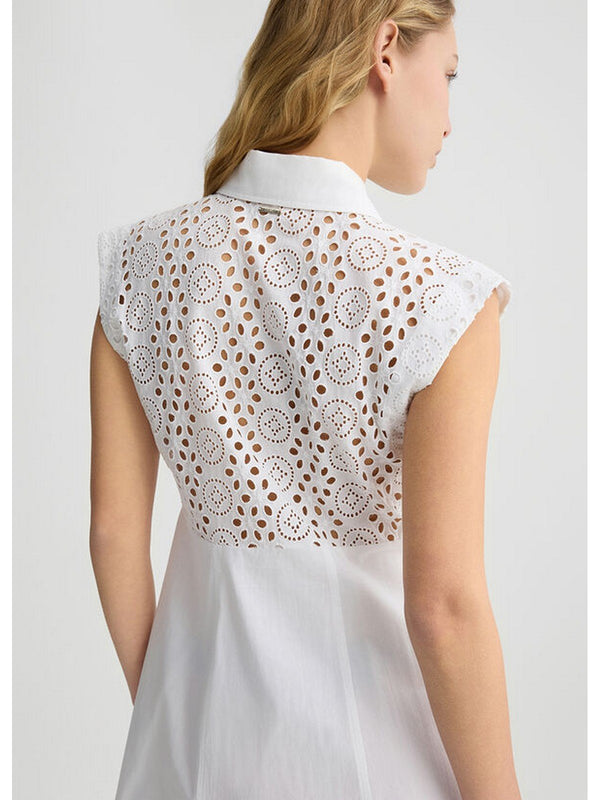 Vestiti casual Donna Liu Jo - Abito chemisier in sangallo - Bianco