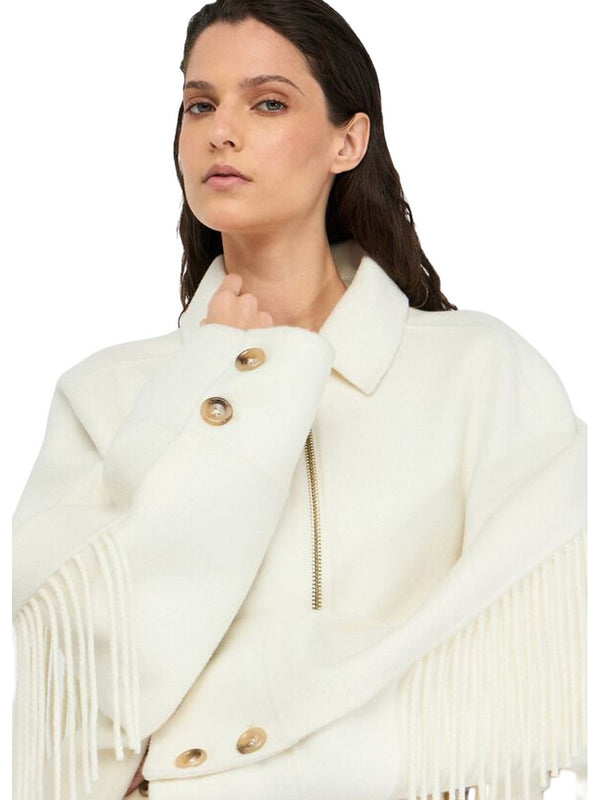 Giubbotti Donna Liu Jo - Caban in lana con frange - Bianco