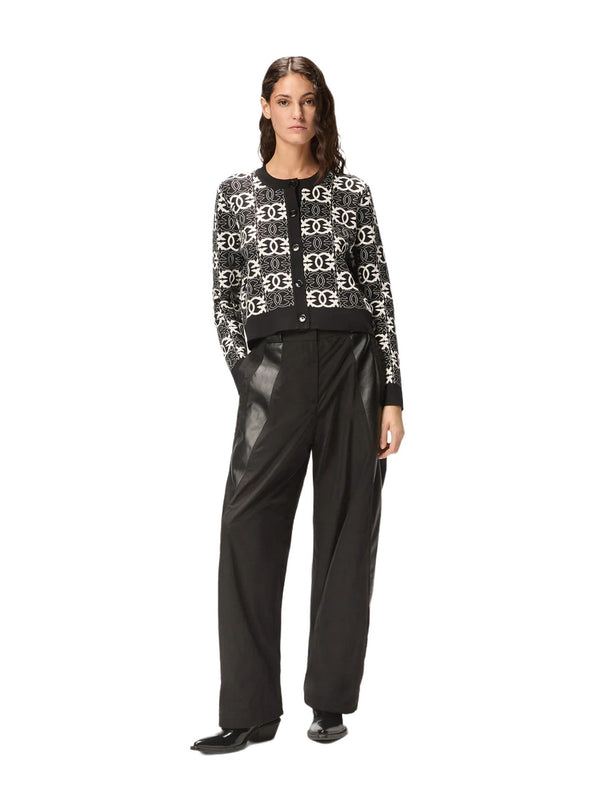 Cardigan Donna Pinko - Cardigan con logo Love Birds - Nero