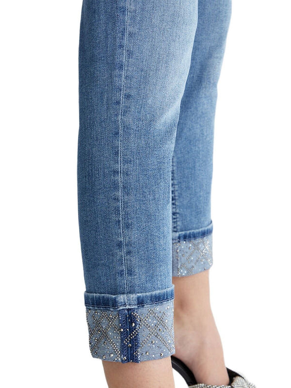 Jeans Donna Liu Jo - Jeans skinny bottom up con risvolto - Celeste