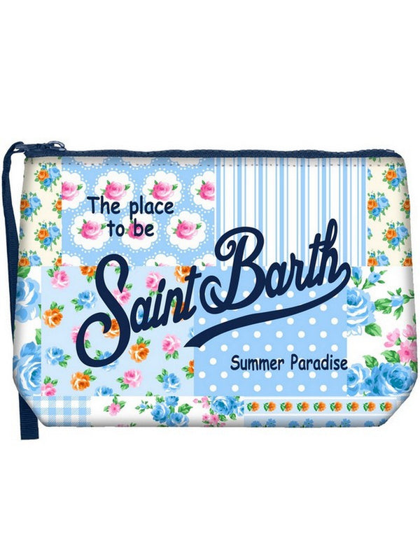 Pochette e Clutch Donna Mc2 Saint Barth - Pochette Aline in scuba con stampa shabby patch - Azzurro