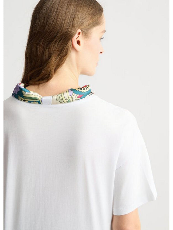T-shirt Donna Liu Jo - T-shirt Donna con foulard fantasia - Bianco