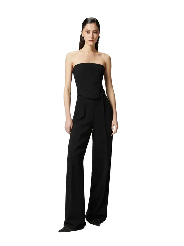 Tute senza manica Donna Pinko - Tuta elegante bustier con pantalone largo - Nero