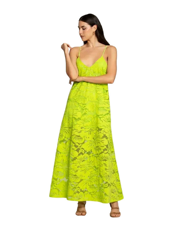 Vestiti da discoteca Donna 4Giveness - Abito lungo con incrocio blossom lace - Verde