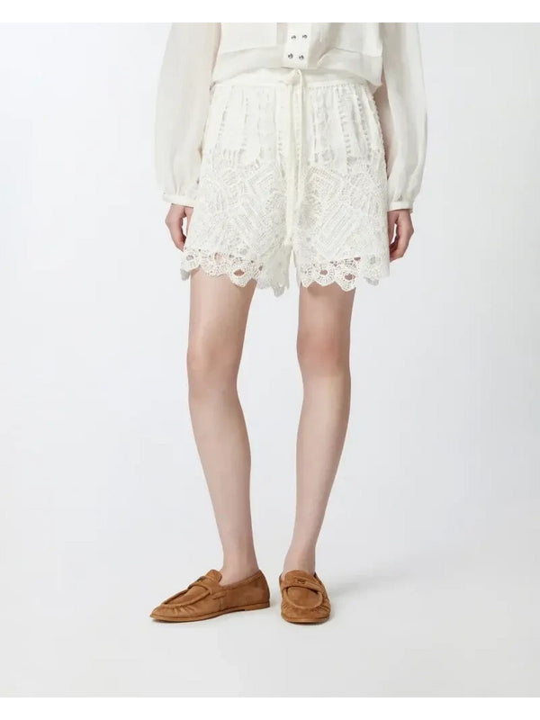 Pantaloncini Donna Pinko - Shorts macramè traforati - Bianco