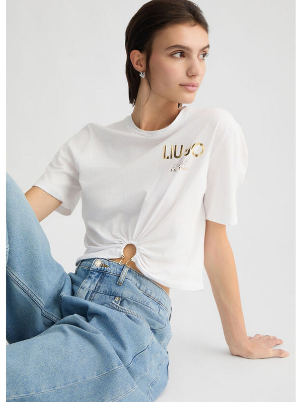 T-shirt Donna Liu Jo - T-shirt in cotone con logo - Bianco