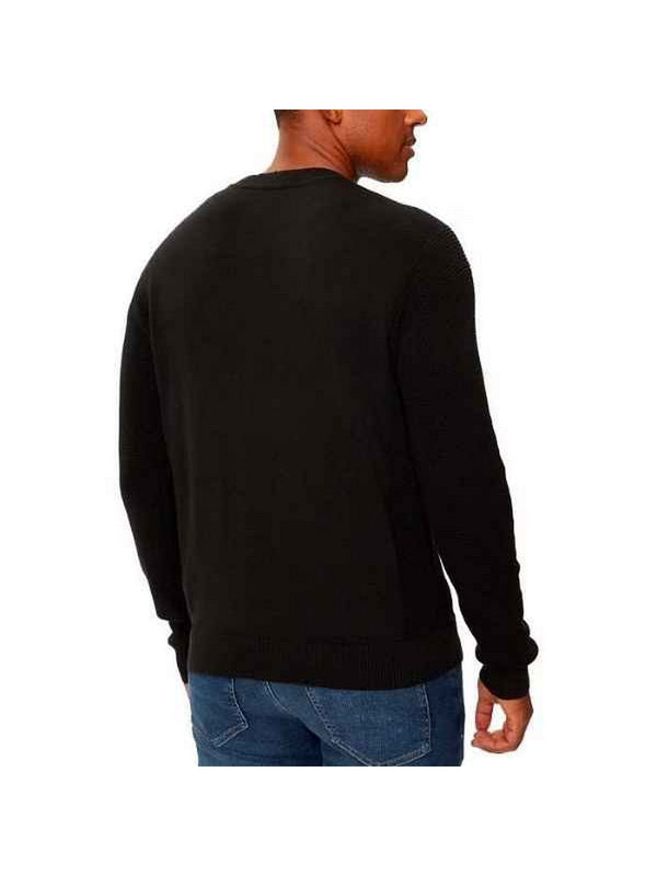 Maglie Uomo Calvin Klein - Maglione Girocollo Logo Con Inserti Nido D'ape - Nero