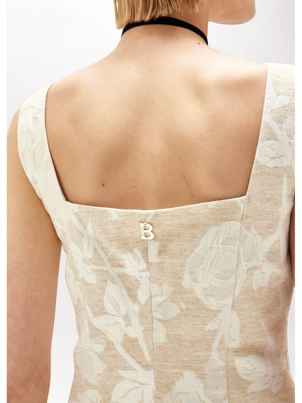 Vestiti da cocktail Donna Blugirl - Abito A Tubino In Jacquard Floreale - Beige