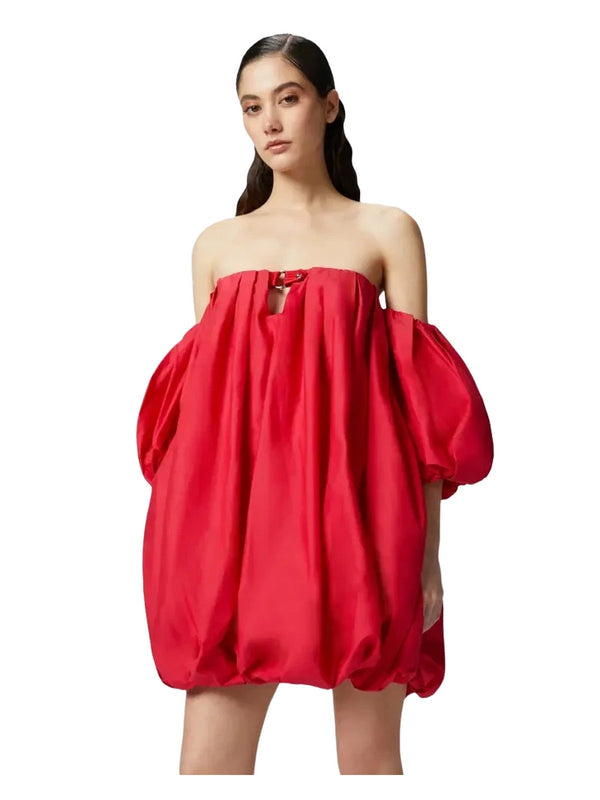 Vestiti da sera e cerimonia Donna Pinko - Mini abito a palloncino in popeline - Rosso