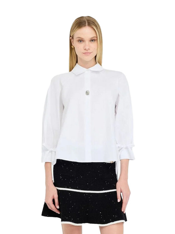 Camicie Donna Liu Jo - Camicia in cotone con laccetti - Bianco