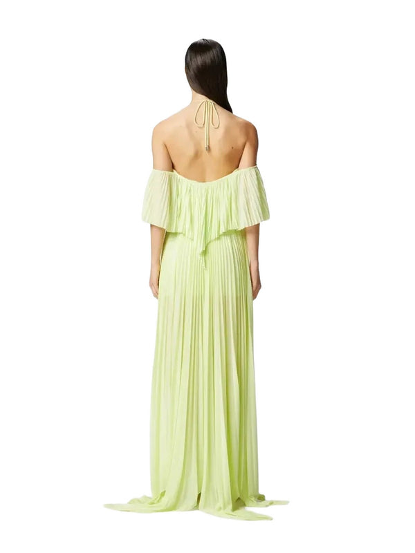 Vestiti da sera e cerimonia Donna Pinko - Abito lungo da cerimonia in leggero jersey plissè - Verde