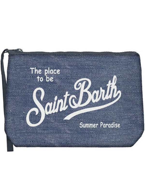 Pochette Uomo Mc2 Saint Barth - Pochette Aline in lino BLU - Blu