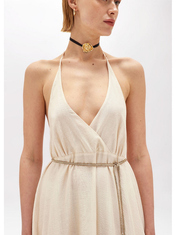 Vestiti da discoteca Donna Blugirl - Abito Lungo In Tencel Con Figura - Beige