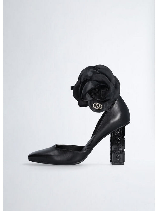 Scarpe con tacco Donna LIU JO SHOES - Décolleté nere in pelle con fiore - Nero