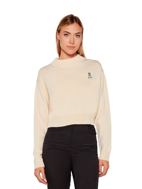 Maglie Donna Patrizia Pepe - Maglia ultra fine in lana con scollo a barca - Panna